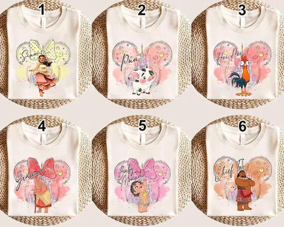 Disney Princess Moana Characters Shirt, Disney Shirt, Moana Hei Hei Pua Maui Family Shirt, Disney Trip Matching T-shirt