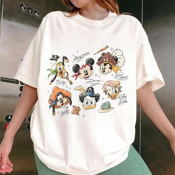 Mickey and Friends Pirate Crew Signatures Shirt, Mickey & Co Baby Tee Shirt, Mickey Sketch Shirt, Disney Sketch Tee, Disney Family Shirts