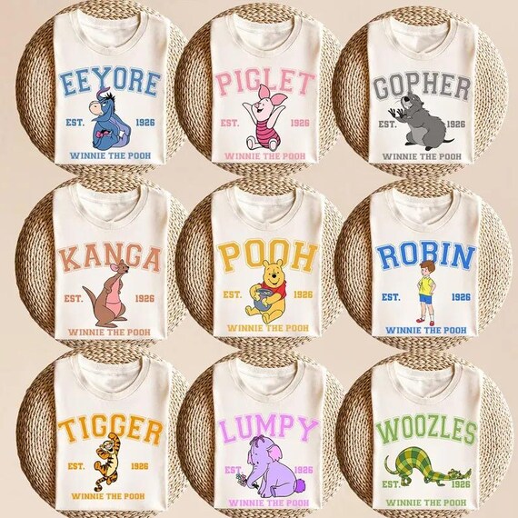 Retro Winnie the Pooh Varsity Shirt, Tigger, Piglet, Eeeyore, Roo, Lumpy, Rabbit, Disneyland Trip Shirt, Disney Family Trip