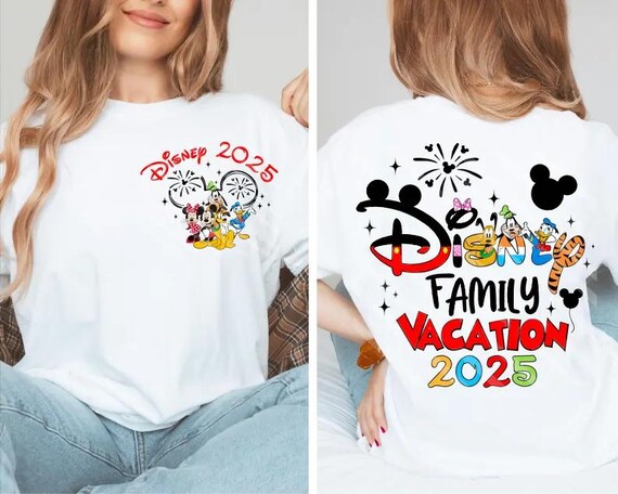 Disney 2025 Family Matching Shirt, 2 Side Disney Trip Shirt, Disney Castle Mickey Minnie Shirt, Disney Vacation Tee, Disney Family Tee