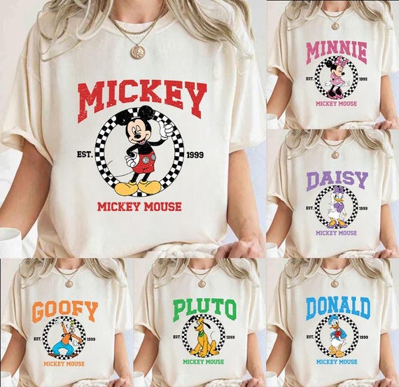 Disney Mickey and Friends with Checkered Shirt Disney Trip Sweatshirt Magic Kingdom shirt Mickey and Friends Tee