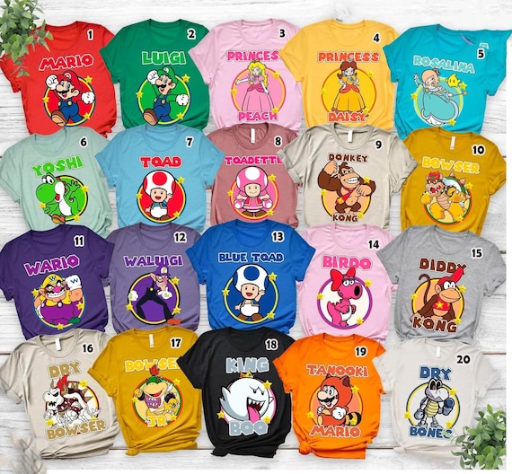 Super Mario Family Shirt,Super Mario Character Shirt,Super Mario Birthday Party Shirt,Mario & Friends Party Shirt,Personalized Mario Shirt