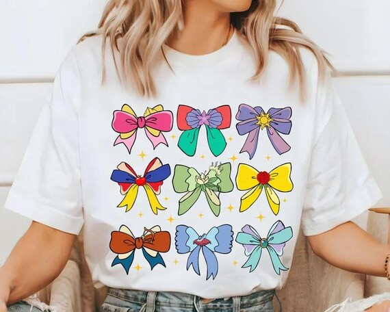 Disney Princess Cute Ribbons And Bows Shirt And Sweatshirt,Disney Princess Coquette Bow Shirt, Disney Princess Shirt,Princess Bow Sweatshirt