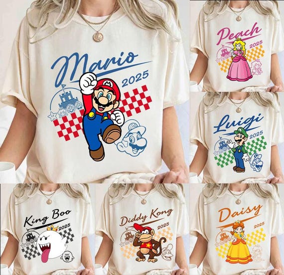 Super Mario Character Shirt, Super Mario Family Shirt, Mario Party Shirt, Super Mario Birthday Party Shirt,Mario & Friend Party Shirt