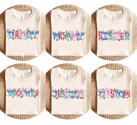 Custom Name Lilo And Stitch Family Matching Shirts, Mom Dad Disney T-shirt, Personalized Stitch Kids Toddler Birthday Gift Tee