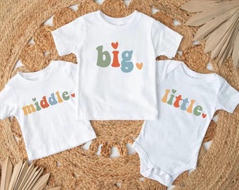 Camisetas Big Middle Little: Conjunto a juego para revelar a los hermanos