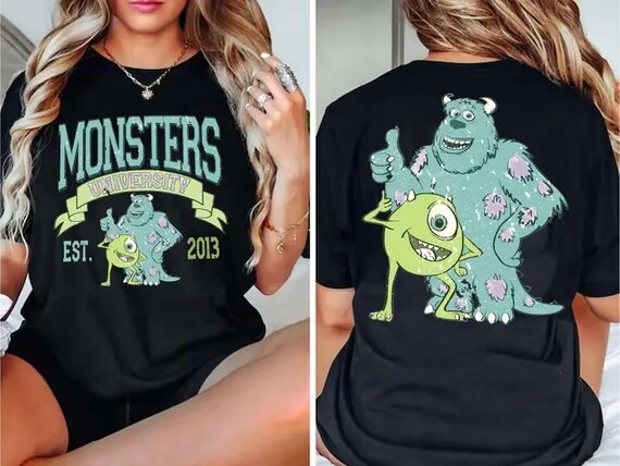 Vintage Monsters University Two-Sided Shirt, Monster Inc Shirt, Mike Wazowski, Mike and Sully Shirt, Disney Family Shirts
