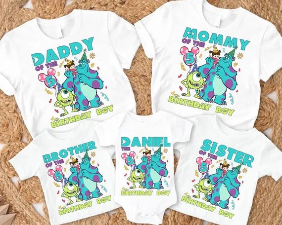 Monster Inc Custom Name Family Shirt,Monster Character Shirt,Monster World Birthday Party Shirt,Monster Inc Party Shirt,Personalized Shirt