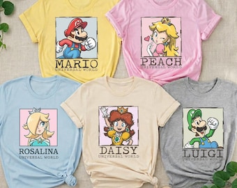 Super Mario Galaxy Character Shirt, Custom Super Mario Family Shirt, Mario Party Shirt, Super Mario Party Shirt, Mario & Friend Shirt