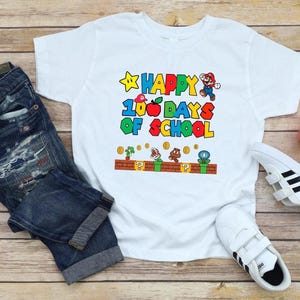 Happy 100 Day Of School Shirt, Mario Shirt, Mario Custom Days Of School Shirt, School Gift, Happy 100 Days Shirt, School Shirt,Gift For Kids