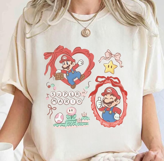 Super Mario Coquette Bow Shirt,Super Mario Shirt,Super Mario Character Shirt,Super Mario Birthday Party Shirt,Mario & Friend Party Shirt
