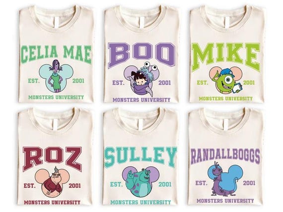 Monster Inc Est Character Family Shirt,Monster Character Shirt,Monster World Birthday Party Shirt,Monster Inc Party Shirt,Personalized Shirt