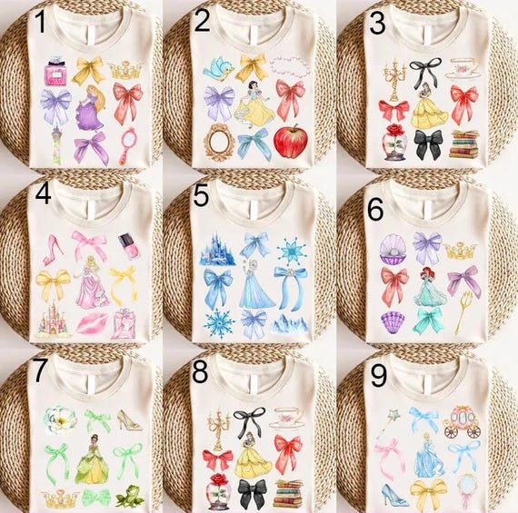 Disney Princess Coquette Bows Shirt And Sweatshirt,Disney Family Trip Shirt, Disney Princess Shirt,Disney Girl Trip Shirt,Princess Bow Shirt