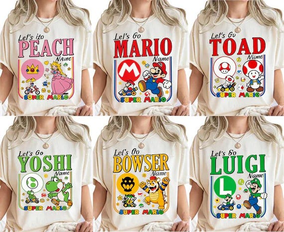Super Mario Family Shirt,Christmas Party Mario Shirt,Super Mario Character Shirt,Super Mario Birthday Party Shirt,Mario & Friend Party Shirt