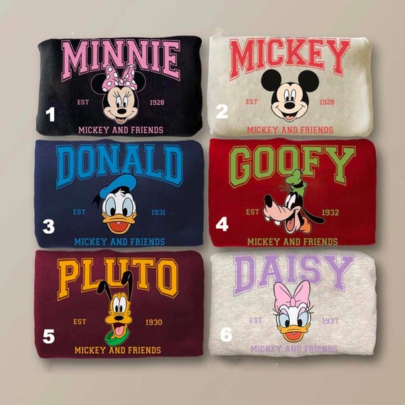 Mickey And Friends Sweatshirt And Shirt,Disney Character Sweatshirt,Donald Daisy Goofy Pluto,Disney Family Shirt,Disney Group Matching Shirt