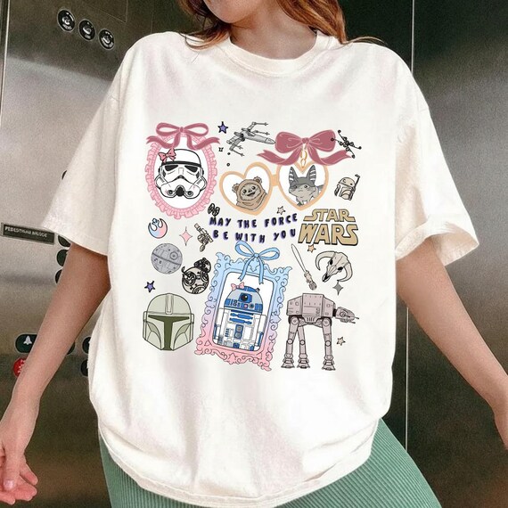 Retro Coquette Bows Disney Star Wars Shirt, Galaxy’s Edge Tee,May The Force Be With You Shirt, Disneyland Trip T-shirt, Star Wars Shirt