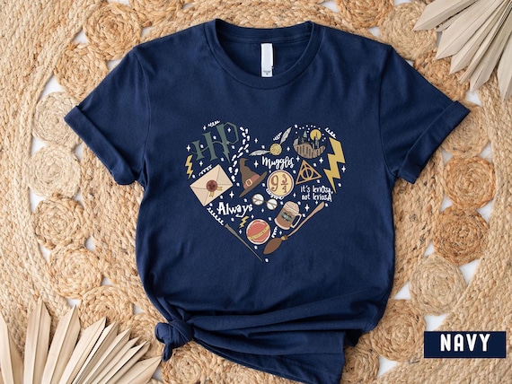 HP Wizard Heart Shirt, Wizard Lover Gift, HP Fan Gift, Book Lover Gift, Bookworm Shirt, Universal Magical Shirt, Bookish Gift for Reader
