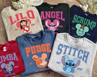 Camiseta de Disney Lilo y Stitch 2025 con cabeza de Mickey y personajes completos, camiseta de Disney Lilo y Stitch, camiseta familiar a juego de Disneyland, Magic Kingdom