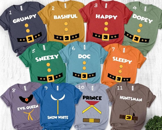 Seven Dwarfs Shirt, Snow White Group Tee, 7 Dwarfs Matching Outfit, Disney Family Vacation Shirt, Fairy Tale Character T-Shirt,Cute Gift Tee