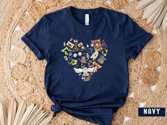 HP Wizard Heart Shirt, Wizard Lover Gift, HP Fan Gift, Book Lover Gift, Bookworm Shirt, Universal Magical Shirt, Bookish Gift for Reader