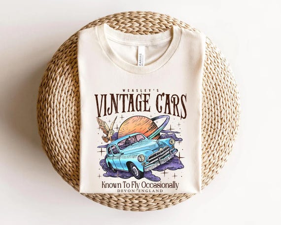 Vintage Style Weasley Car Tee, Flying Vintage Inspired Car Shirt, Bookish Wizard Shirt, Universal Fan T-shirt,Magical Adventure Apparel