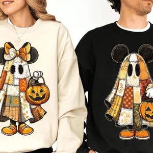 Mickey and Minnie Halloween Couple Shirts, Mickey Ghost Shirt, Minnie Ghost Shirt, Spooky Season Shirt, Kids Halloween Tee