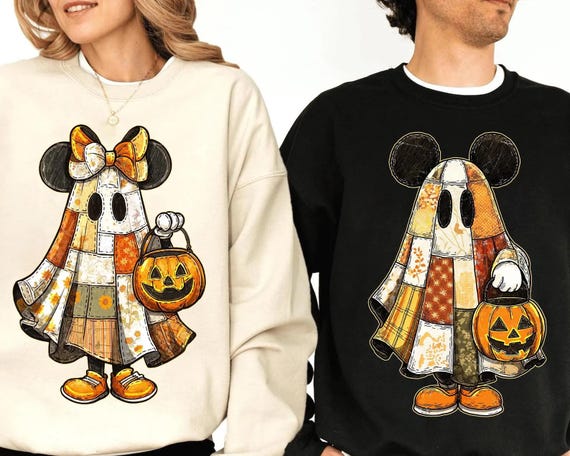 Mickey and Minnie Halloween Couple Shirts, Mickey Ghost Shirt, Minnie Ghost Shirt, Spooky Season Shirt, Kids Halloween Tee