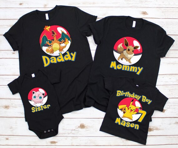 Poke Mon Custom Name Shirt, Pika Pika Shirt, Pkm Shirt, Custom Birthday Boy Shirt,Poke Mon Birthday Shirt, Pkm Custome Family Birthday Shirt