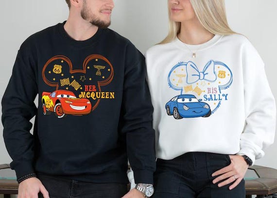 Lightning McQueen & Sally Sweatshirt: Cars Movie Matching Couple Shirts