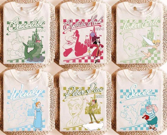 Peter Pan Shirt, Matching Disney Shirts, Group Disney Shirts, Vacation Tee, Wendy Captain Hook Mr. Smee Tick-Tock Tinker Bell Nana Shirt