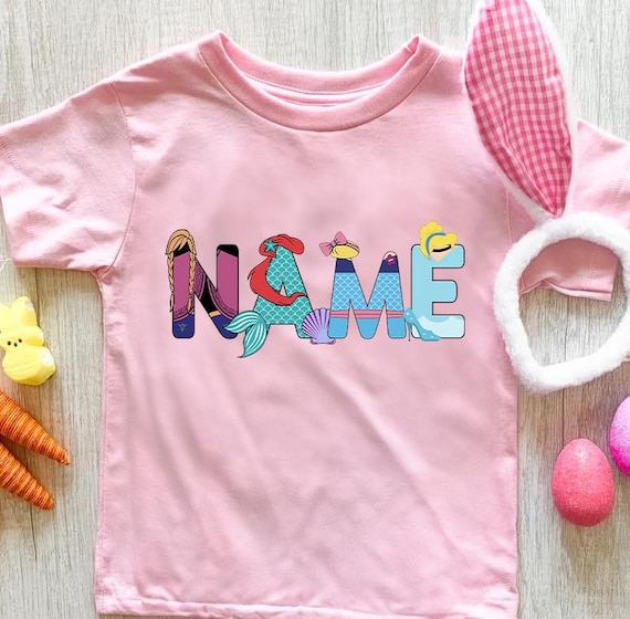 Custom Name Disney Princess Themed Shirt, Disney Girl Trip Shirt,Disneyland Princess Birthday Girl, Cinderella Belle Rapunzel Ariel Tee