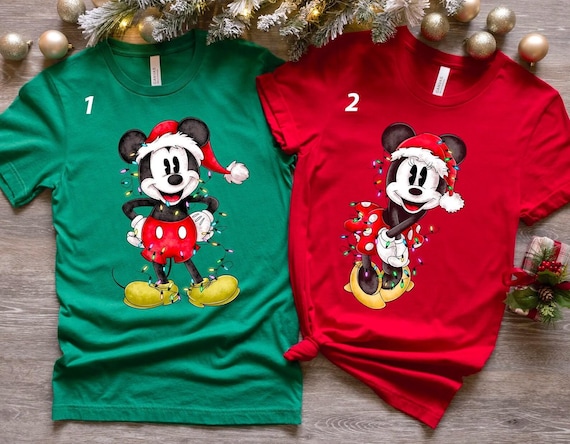 Disney Mickey and Minnie Mouse Christmas Lights T-Shirt, Mickey's Couple Very Merry Xmas Party Sweatshirt, Disneyland Vacation Holiday Gift