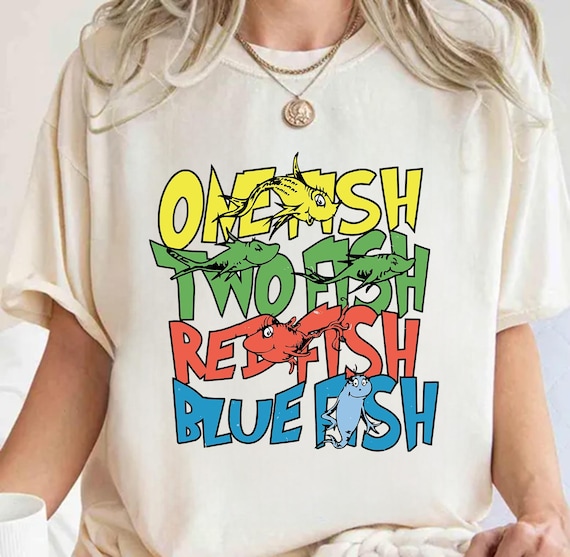 One Fish Two Fish Read Across America T-shirt,Reading Day Shirt,Reading Friends Tee,,Cat In The Hat,Cute Animal Book Characters Shirt For