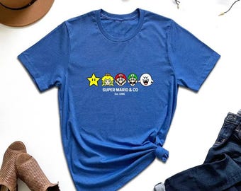 Super Mario CO Shirt, Der Super Mario Bros Film, Mario Trip T-Shirt, Süßes Super Mario, Retro Mario 1985 T-Shirt, Mario Gruppe Geburtstag