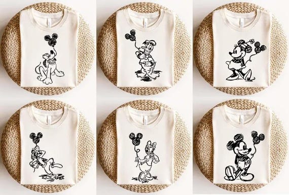 Mickey Minnie Daisy Donald Goofy Pluto Sketch Shirt, Disney Family T-shirt, Disney Sketch Shirt, Disney Trip Tee, Sketch Disney Shirt
