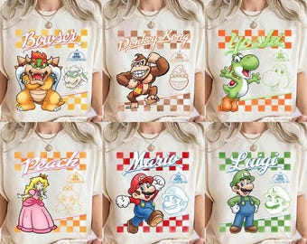 Super Mario Galaxy Character Shirt, Super Mario Family Shirt, Mario Party Shirt, Super Mario Birthday Party Shirt,Mario & Friend Party Shirt