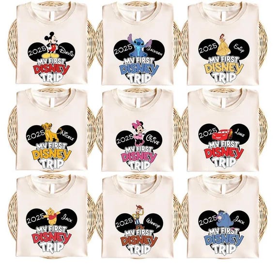 My First Disney Trip Shirt,Disney 2025 Family Matching Shirt,All Disney Character Shirt, Disney Vacation Tee, Disney Family Tee