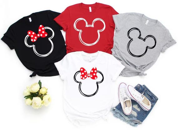 Disney Family Trip Shirt, Matching Family Disney Shirt, Mickey and Minnie Mouse Ears Family Shirts, Personalized Names Disney Shirt