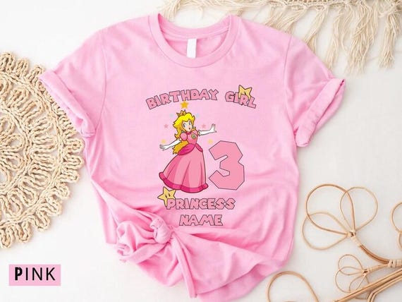Princess Peach Custom Shirt,It's Peach Time Shirt,Pink Princess Shirt,Birthday Party Girl Shirt,Princess Peach,Personalized Kids Clothing