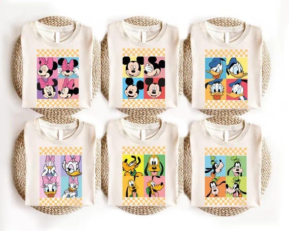 Mickey Minnie Checkered Retro Shirt, Disney Ducks Sweatshirt, Disneyland Family Matching Tees, Goofy Pluto Dog T-shirt, Donald & Daisy Tee