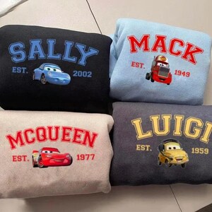 Lightning McQueen & Tow Mater Sweatshirt, Disney Pixar Cars Sweater, Matching Family Hoodie, Disneyland Vacation Sweatshirt image 2