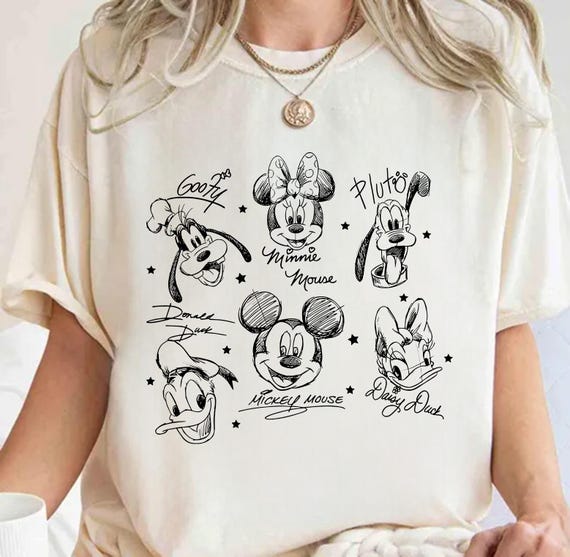 Mickey and Friends Signatures Shirt, Mickey & Co Baby Tee Shirt, Mickey Sketch Shirt, Disney Sketch Tee, Disney Family Shirts