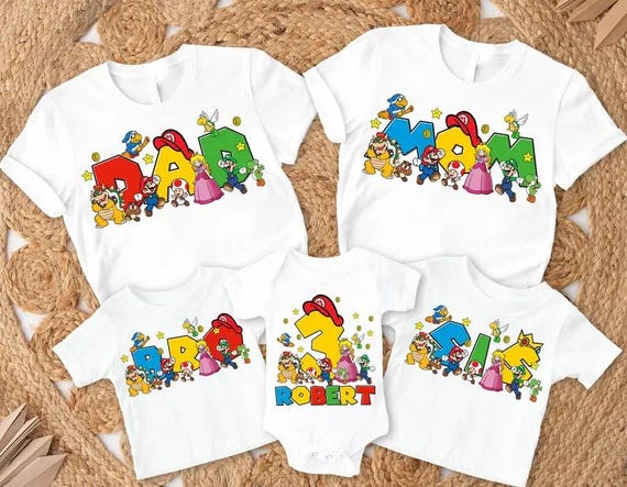 Super Mario Birthday Custom Shirt, Super Mario Birthday Shirt, Super Mario Family Birthday Party Shirt, Super Mario Family Shirt