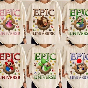 Super Mario Epic Universe Shirt, Mario Luigi Princess Peach Epic Universe Family Shirt, Epic Group Matching, Epic Family Trip 2025 Shirt