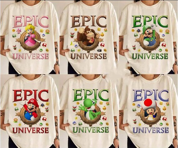 Super Mario Epic Universe Shirt, Mario Luigi Princess Peach Epic Universe Family Shirt, Epic Group Matching, Epic Family Trip 2025 Shirt