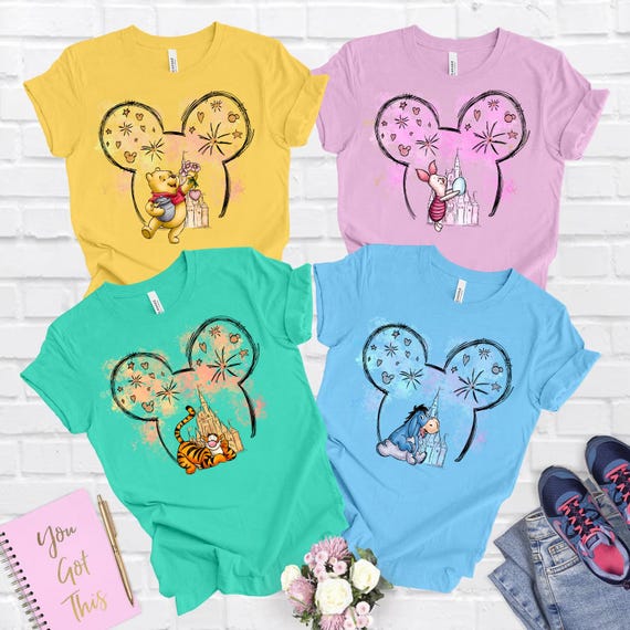 Winnie The Pooh Disney Catsle Shirt, Retro Pooh Bear & Friends Tee, Disney Family Trip 2025 T-Shirt, Cute Disneyworld Pooh Shirt