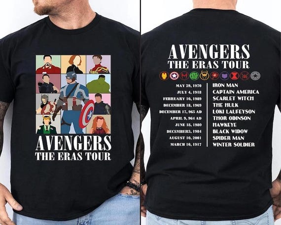 Avengers The Eras Tour T-shirt, Super Heroes Sweatshirt, Captain America Shirt, Ironman Tee, The Hulk Shirt, Spider-Man T-shirt,2 Side Shirt