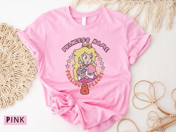 Princess Peach Custom Shirt,It's Peach Time Shirt,Pink Princess Shirt,Birthday Party Girl Shirt,Princess Peach,Personalized Kids Clothing