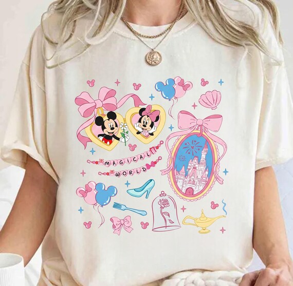 Coquette Bow Disney Mickey Minnie Valentine Shirt, Disney Couple WDW Disneyland Sweetheart, Disney Couple Valentine Shirt, Magical Wolrd Tee