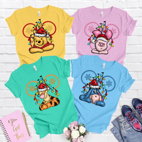Disney Winnie The Pooh Christmas Shirt, Retro Pooh Bear & Friends Tee, Disney Family Trip 2025 T-Shirt, Cute Disneyworld Pooh Shirt